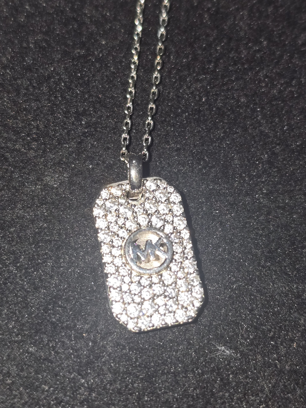 Michael Kors Silver Paved Pendant Necklace - Silver